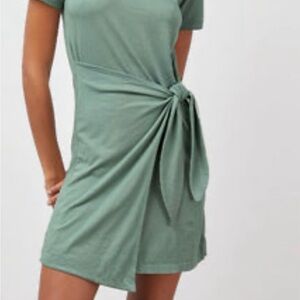 Dynamite Sage Green Mini Dress with Knot Detail